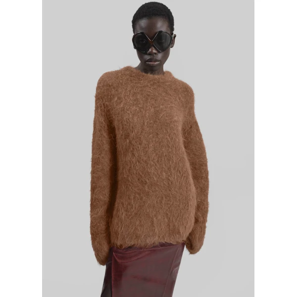 The Frankie Shop Willy Alpaca Knit Sweater – Dark Taupe, view 4