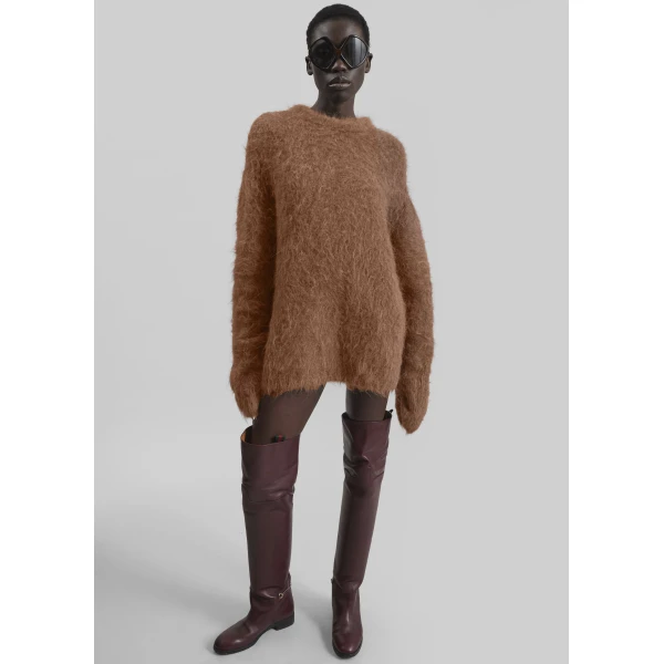 The Frankie Shop Willy Alpaca Knit Sweater – Dark Taupe, view 5