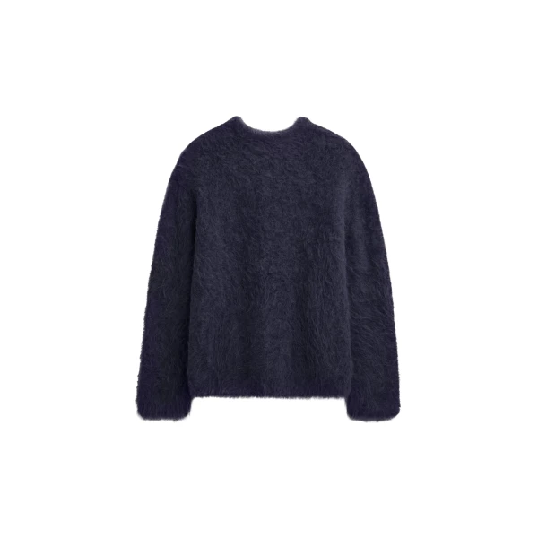The Frankie Shop Willy Alpaca Knit Sweater - Navy - Oversized Minimalist Knitwear in Blue - Shop at Luxury Shoes 