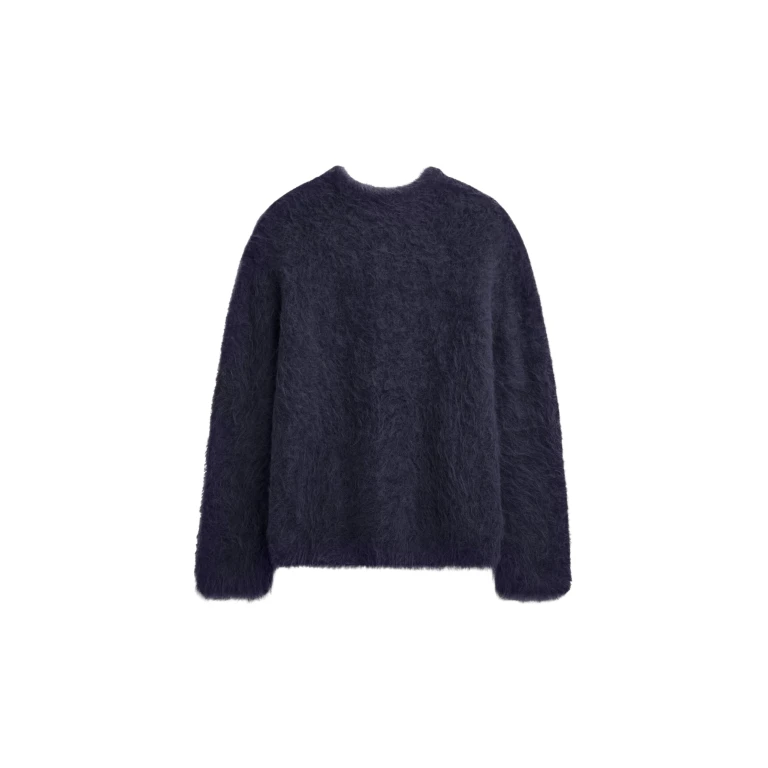 The Frankie Shop Willy Alpaca Knit Sweater - Navy - Oversized Minimalist Knitwear in Blue - Shop at Luxury Shoes 