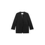 The Frankie Shop Winsen Collarless Blazer - Black - Oversized Minimalist Jackets in Black - Shop at Luxury Shoes 