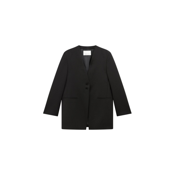 The Frankie Shop Winsen Collarless Blazer - Black - Oversized Minimalist Jackets in Black - Shop at Luxury Shoes 