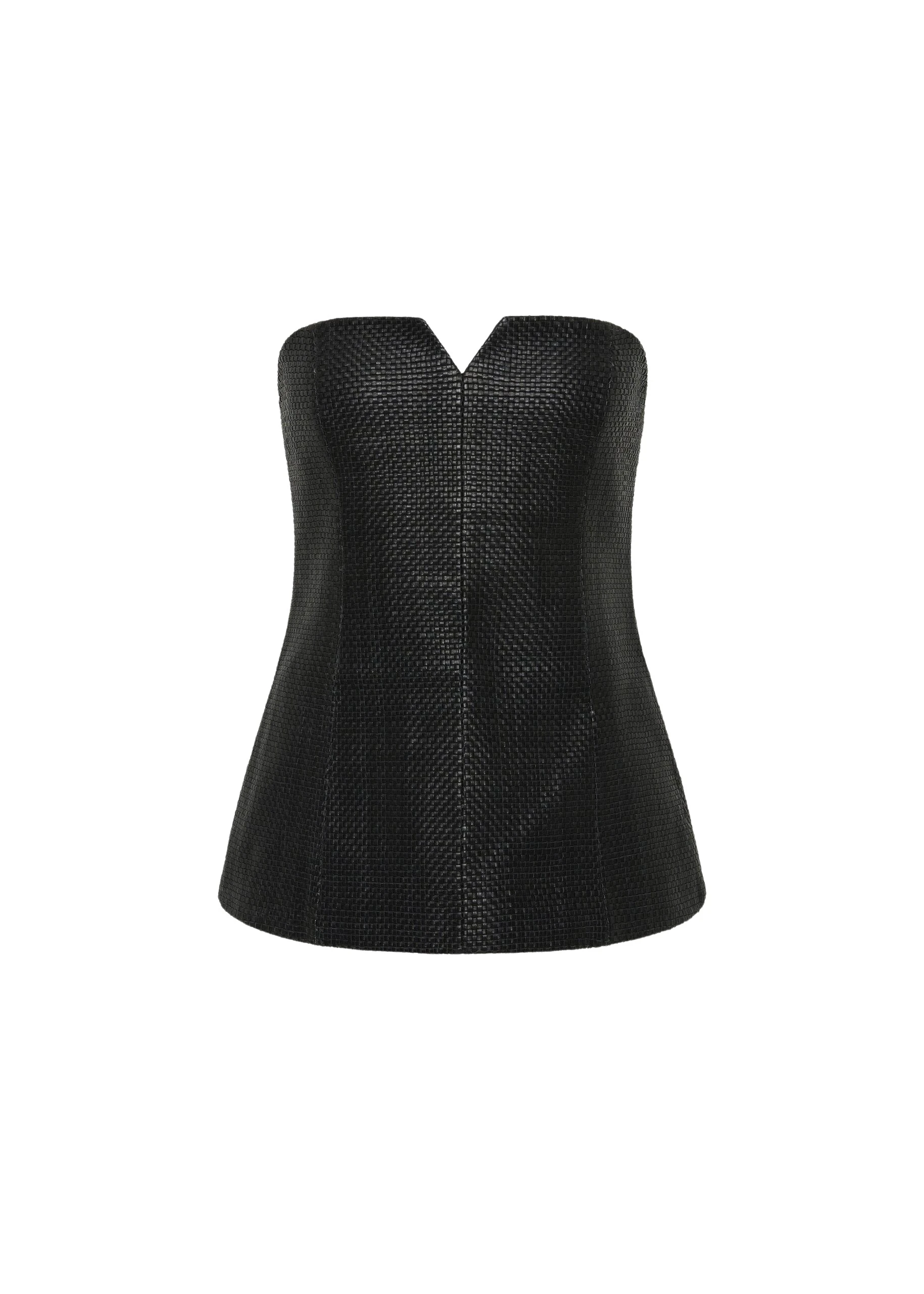 The-Frankie-Shop-Woven-Leather-Strapless-Bodice-Black-coveti-scaled85447_nobg The Frankie Shop Woven Leather Strapless Bodice - Black - Oversized Minimalist Tops in Black - Shop at Luxury Shoes