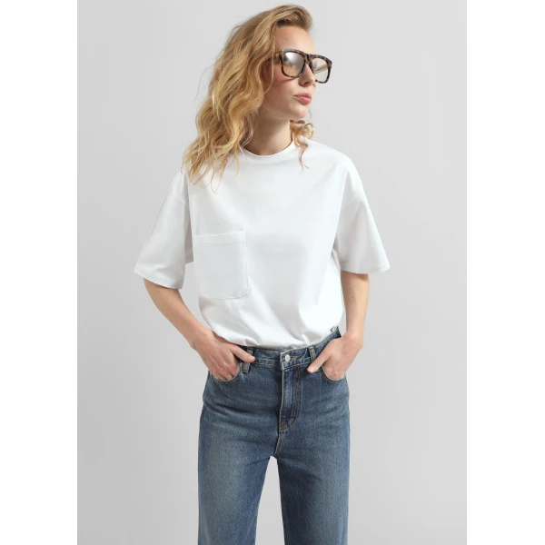 The Frankie Shop Yuri Boxy Super Soft Tee - White - Oversized Minimalist Tops in White - Shop at Luxury Shoes 