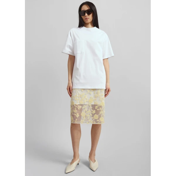 The Frankie Shop Yuri Boxy Super Soft Tee - White - Oversized Minimalist Tops in White - Shop at Luxury Shoes 