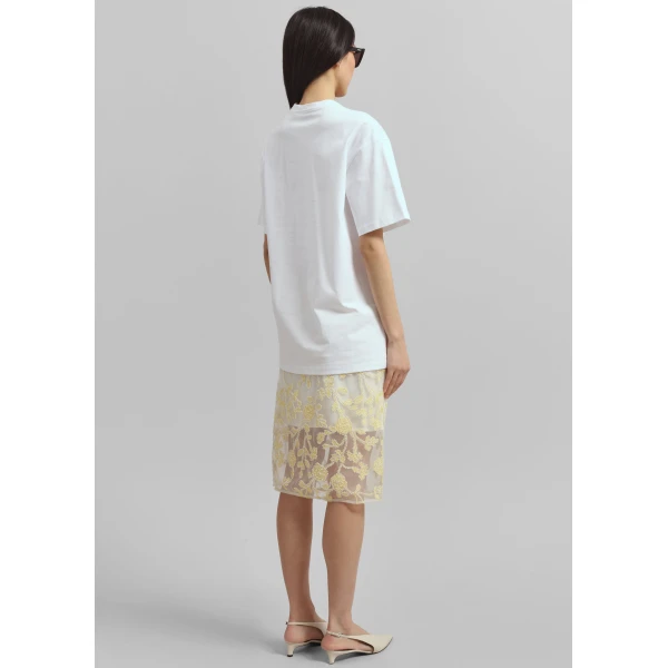 The Frankie Shop Yuri Boxy Super Soft Tee - White - Oversized Minimalist Tops in White - Shop at Luxury Shoes 