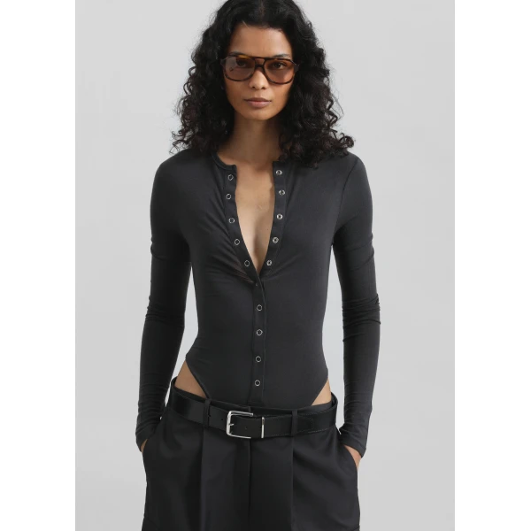 The Frankie Shop Zadie Bodysuit – Charcoal, view 3