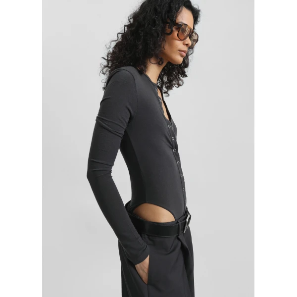The Frankie Shop Zadie Bodysuit – Charcoal, view 4