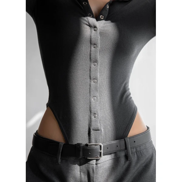 The Frankie Shop Zadie Bodysuit – Charcoal, view 5