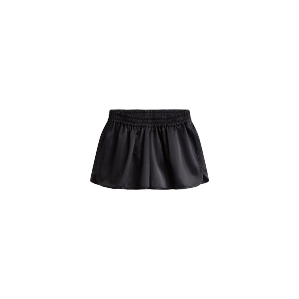 The Frankie Shop Zafra Satin Mini Shorts - Black - Oversized Minimalist Shorts in Black - Shop at Luxury Shoes 