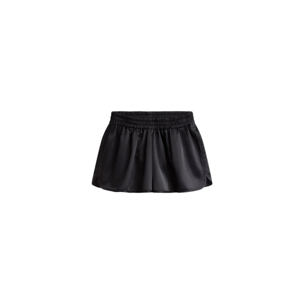 The Frankie Shop Zafra Satin Mini Shorts - Black - Oversized Minimalist Shorts in Black - Shop at Luxury Shoes 