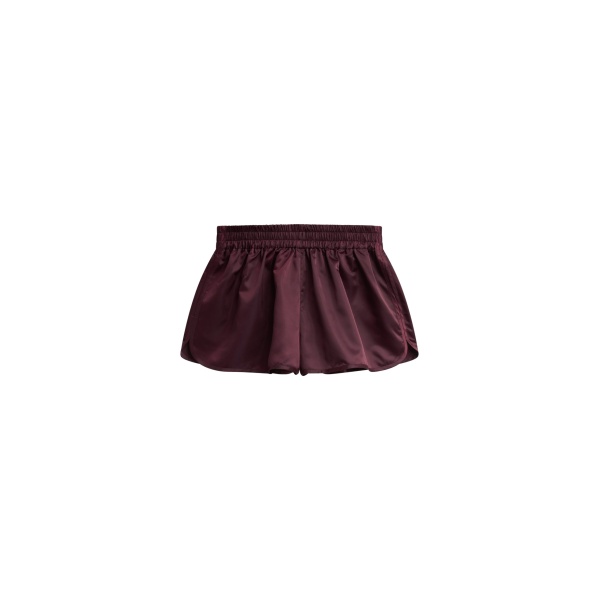 The Frankie Shop Zafra Satin Mini Shorts - Dark Plum - Oversized Minimalist Shorts in Purple - Shop at Luxury Shoes 