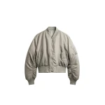 The Frankie Shop Zernez Cropped Bomber Jacket - Stone - Oversized Minimalist Jackets in Beige - Shop at Luxury Shoes 