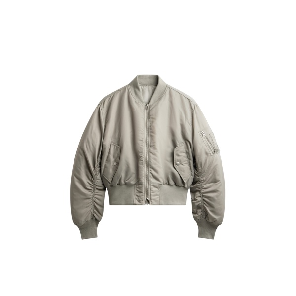 The Frankie Shop Zernez Cropped Bomber Jacket - Stone - Oversized Minimalist Jackets in Beige - Shop at Luxury Shoes 