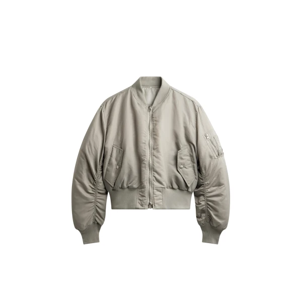The Frankie Shop Zernez Cropped Bomber Jacket - Stone - Oversized Minimalist Jackets in Beige - Shop at Luxury Shoes 