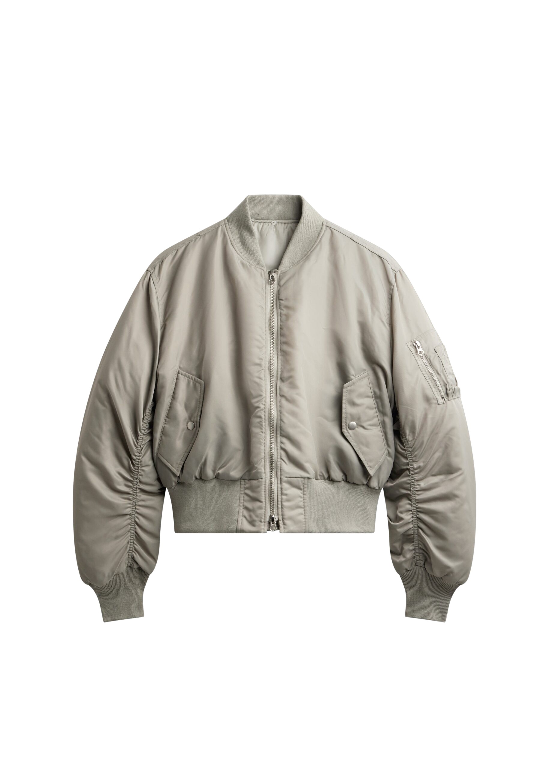 The Frankie Shop Zernez Cropped Bomber Jacket – Stone