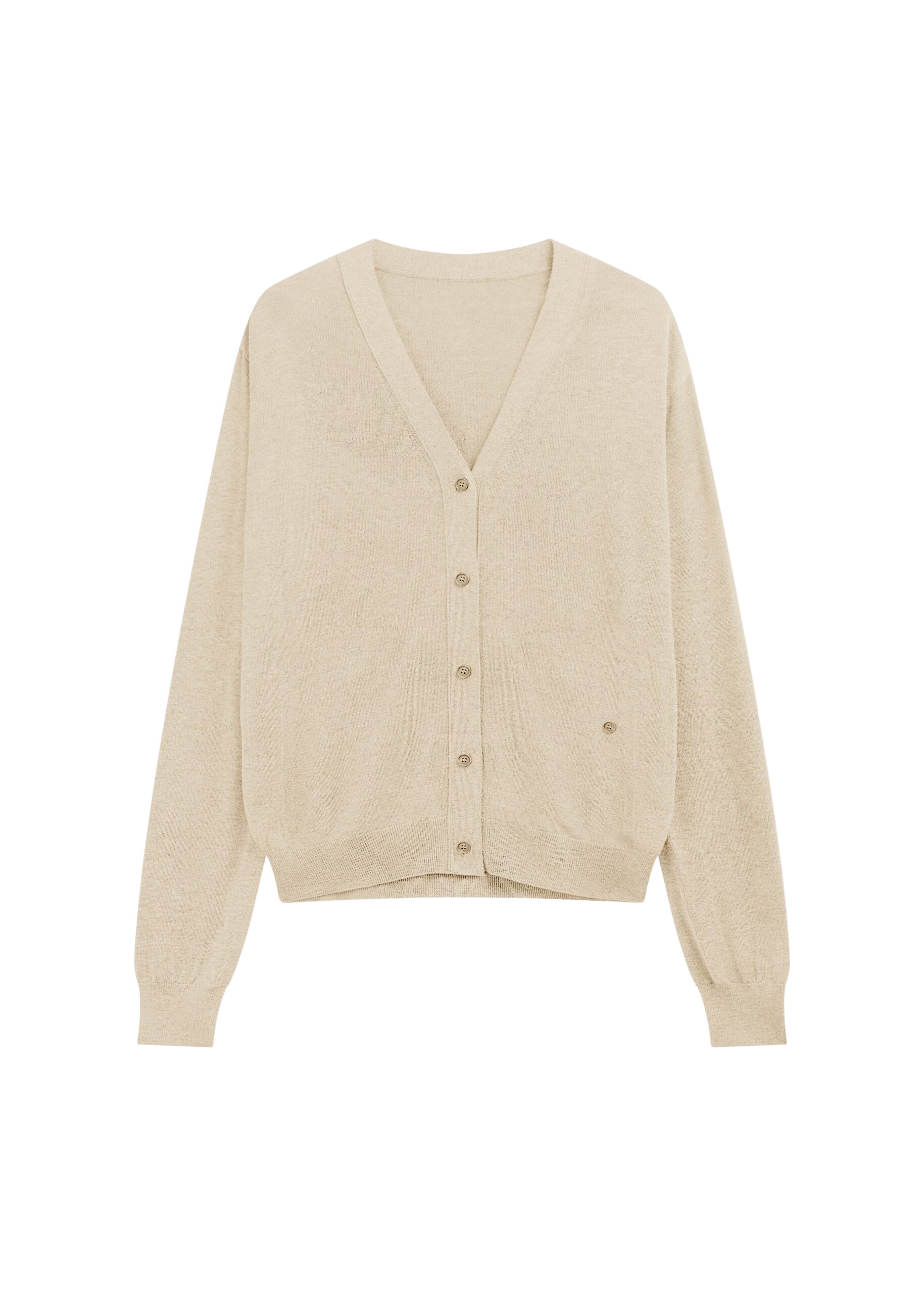 The Frankie Shop Zina V-Neck Cardigan - Beige - Oversized Minimalist Knitwear in Beige - Shop at Luxury Shoes 