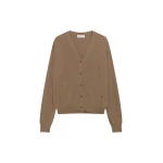 The Frankie Shop Zina V-Neck Cardigan - Mocha - Oversized Minimalist Knitwear in Beige - Shop at Luxury Shoes 