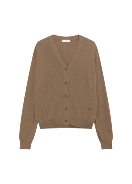 The Frankie Shop Zina V-Neck Cardigan - Mocha - Oversized Minimalist Knitwear in Beige - Shop at Luxury Shoes 