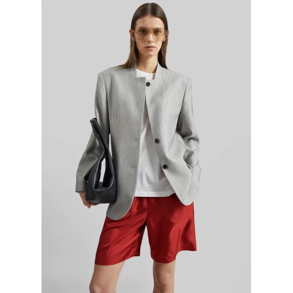 The Frankie Shop Zinia Lds Silk Twill Bermuda - Red - Oversized Minimalist Shorts in Red - Shop at Luxury Shoes 