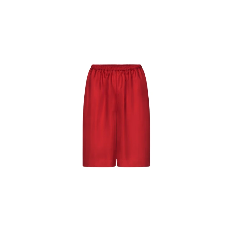 The Frankie Shop Zinia Lds Silk Twill Bermuda - Red - Oversized Minimalist Shorts in Red - Shop at Luxury Shoes 