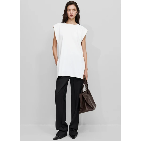 The Frankie Shop Zipper Tunic Top - White - Oversized Minimalist Tops in White - Shop at Luxury Shoes 
