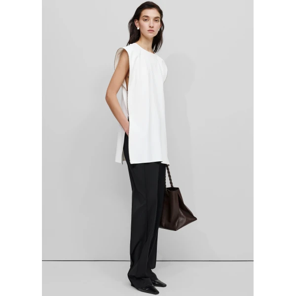 The Frankie Shop Zipper Tunic Top - White - Oversized Minimalist Tops in White - Shop at Luxury Shoes 