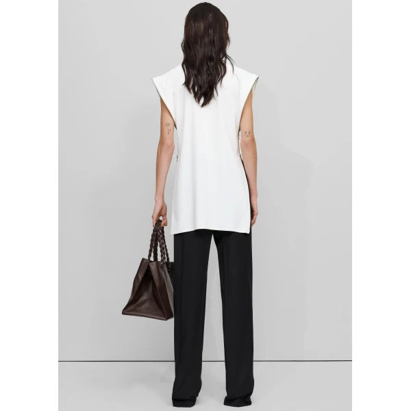 The Frankie Shop Zipper Tunic Top - White - Oversized Minimalist Tops in White - Shop at Luxury Shoes 