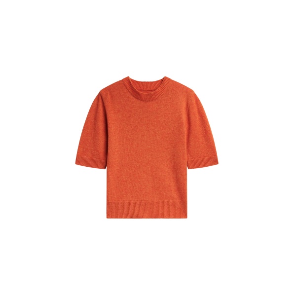 The Frankie Shop Zoersel Knit Top - Orange - Oversized Minimalist Tops in Orange - Shop at Luxury Shoes 