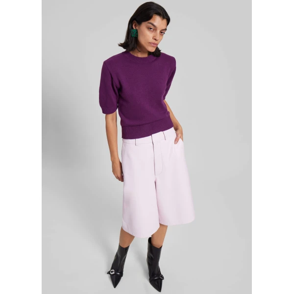 The Frankie Shop Zoersel Knit Top - Purple - Oversized Minimalist Tops in Purple - Shop at Luxury Shoes 