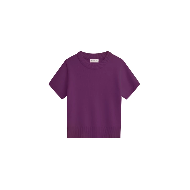 The Frankie Shop Zoersel Knit Top - Purple - Oversized Minimalist Tops in Purple - Shop at Luxury Shoes 