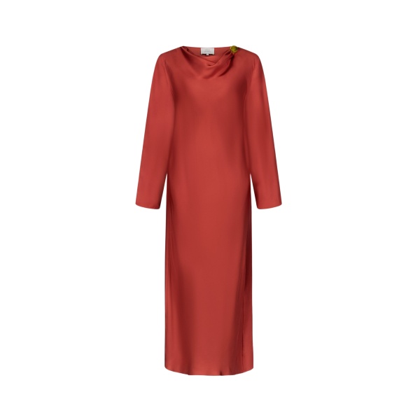 The Frankie Shop Zoya Silk Twill Dress - Red - Oversized Minimalist Dresses in Red - Shop at Luxury Shoes 