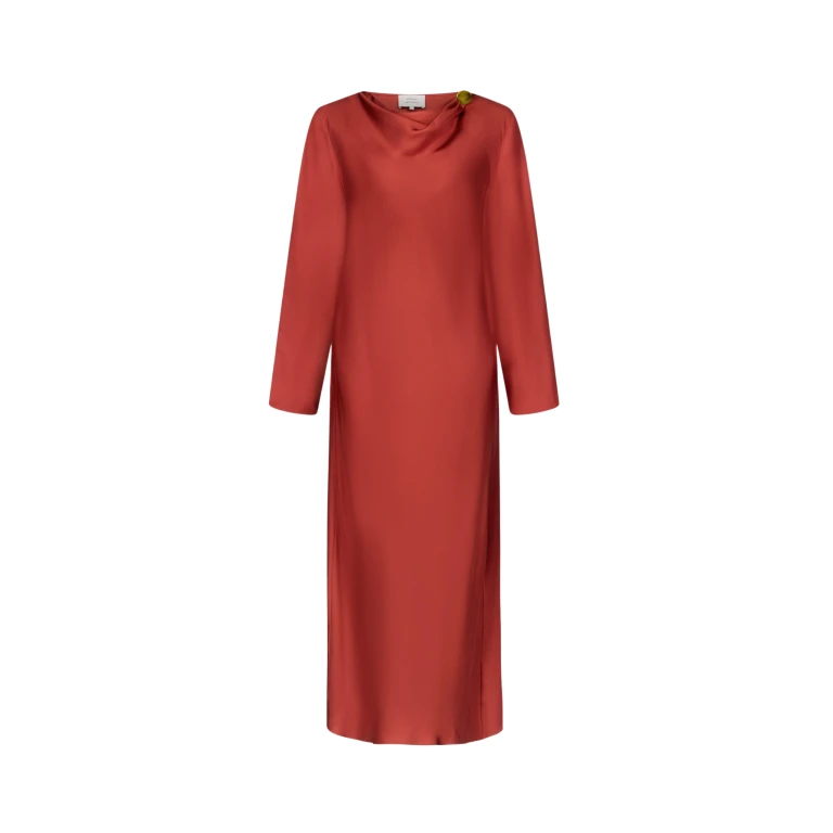 The Frankie Shop Zoya Silk Twill Dress - Red - Oversized Minimalist Dresses in Red - Shop at Luxury Shoes 