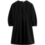 Totême Balloon Sleeve Cotton Dress Black - Dresses - Scandinavian Minimalist Luxury at Luxury Shoes 
