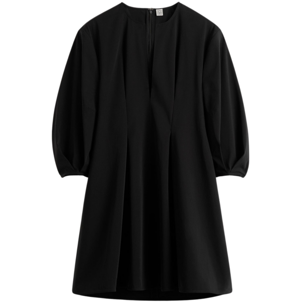 Totême Balloon Sleeve Cotton Dress Black - Dresses - Scandinavian Minimalist Luxury at Luxury Shoes 