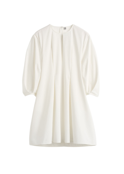 Totême Balloon Sleeve Cotton Dress White - Dresses - Scandinavian Minimalist Luxury at Luxury Shoes 