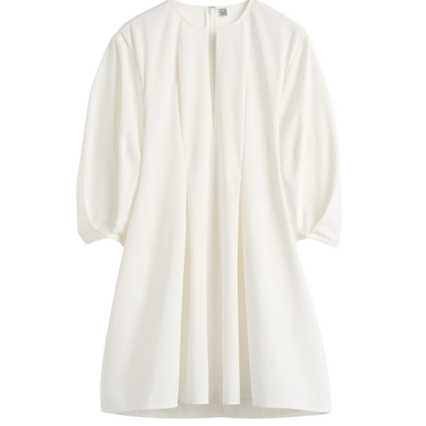 Toteme Balloon Sleeve Cotton Dress White