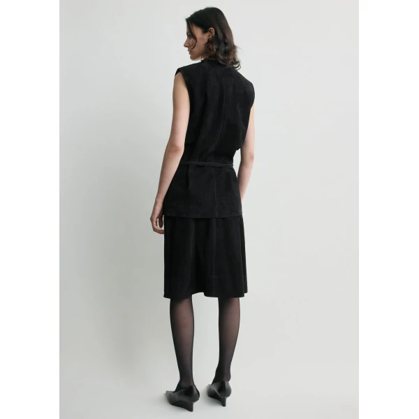Totême Belted Suede Top Black - Tops - Scandinavian Minimalist Luxury at Luxury Shoes 