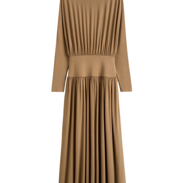 Totême Boatneck Jersey Dress Nutmeg - Dresses - Scandinavian Minimalist Luxury at Luxury Shoes 