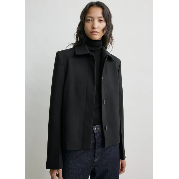 Totême Boxy Twill Jacket Black - Jackets - Scandinavian Minimalist Luxury at Luxury Shoes 