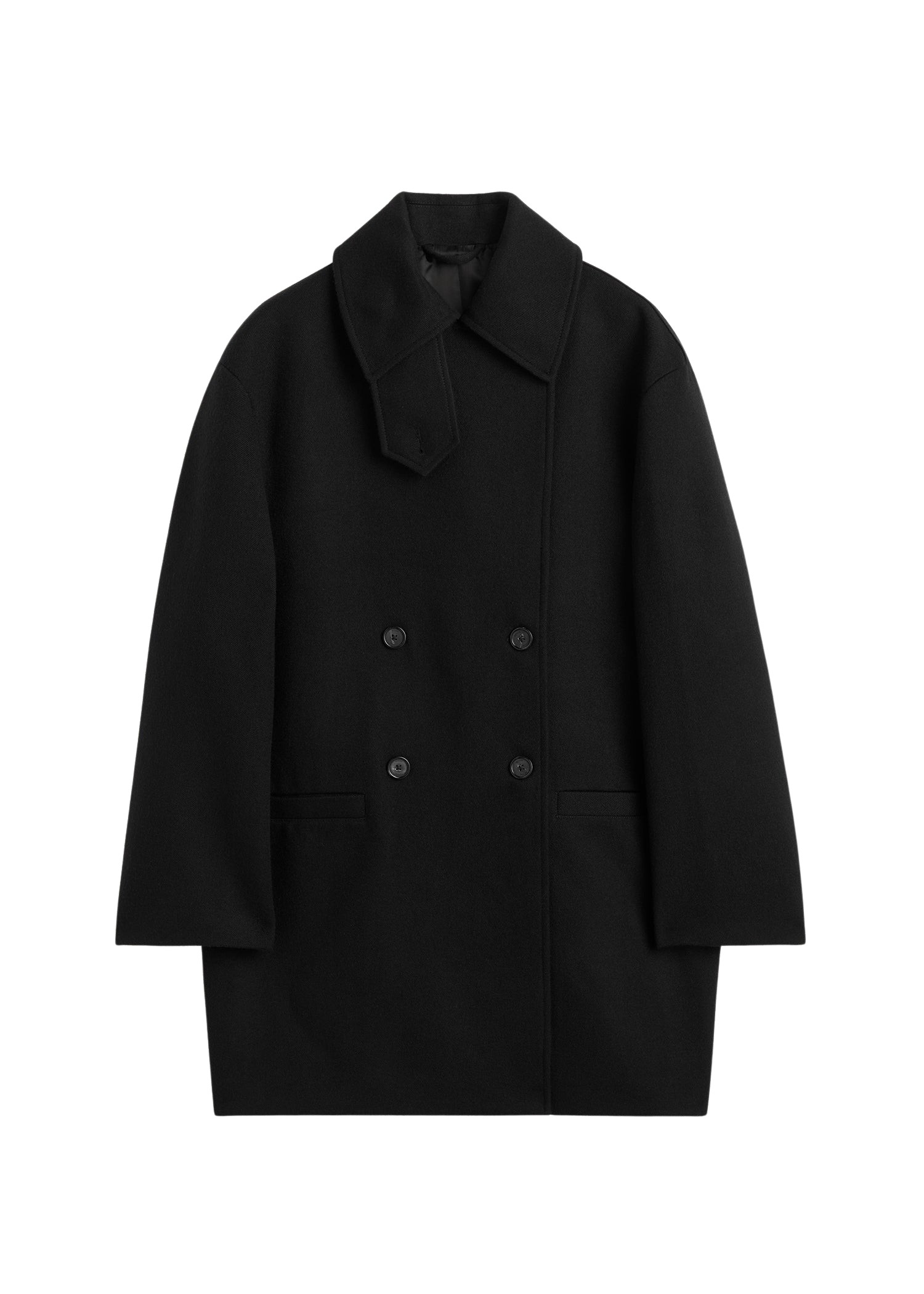 Toteme-Broad-Peacoat-Black51886_nobg Totême Broad Peacoat Black - Coats - Scandinavian Minimalist Luxury at Luxury Shoes