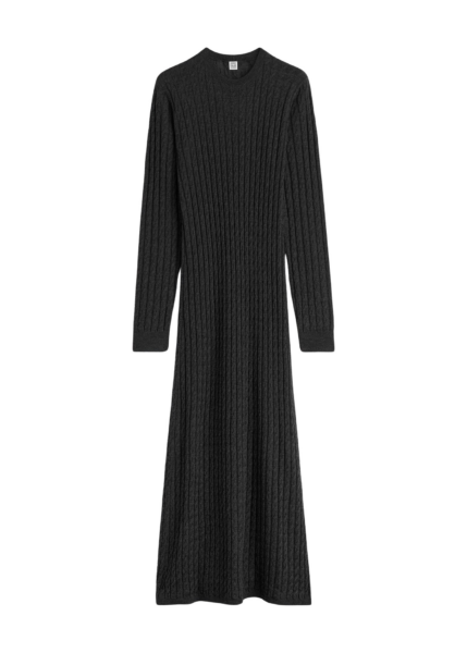 Totême Cable Knit Dress Charcoal - Dresses - Scandinavian Minimalist Luxury at Luxury Shoes 