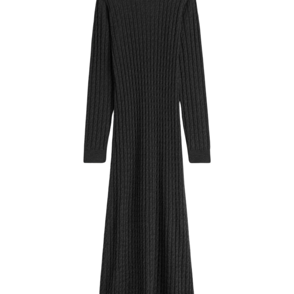 Totême Cable Knit Dress Charcoal - Dresses - Scandinavian Minimalist Luxury at Luxury Shoes 