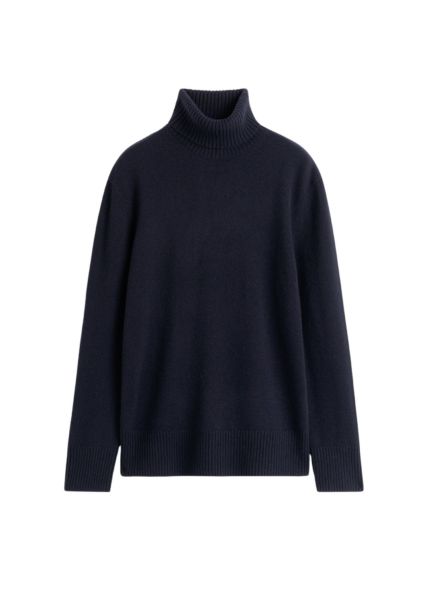 Totême Cashmere Turtleneck Navy - Knitwear - Scandinavian Minimalist Luxury at Luxury Shoes 