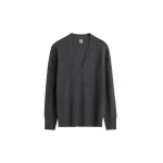 Totême Cashmere V-Neck Knit Charcoal - Knitwear - Scandinavian Minimalist Luxury at Luxury Shoes 