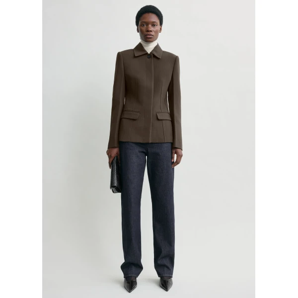 Totême Cinched Pocket Jacket Bark - Jackets - Scandinavian Minimalist Luxury at Luxury Shoes 