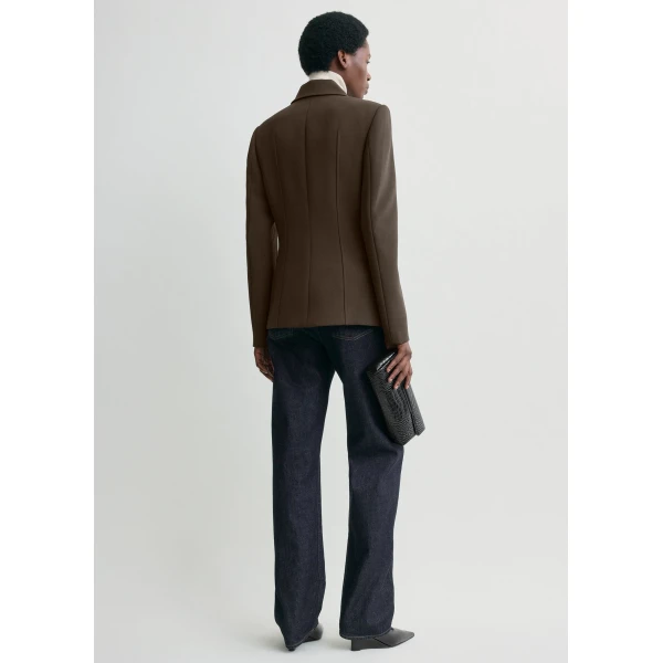 Totême Cinched Pocket Jacket Bark - Jackets - Scandinavian Minimalist Luxury at Luxury Shoes 
