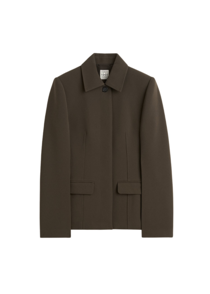 Totême Cinched Pocket Jacket Bark - Jackets - Scandinavian Minimalist Luxury at Luxury Shoes 