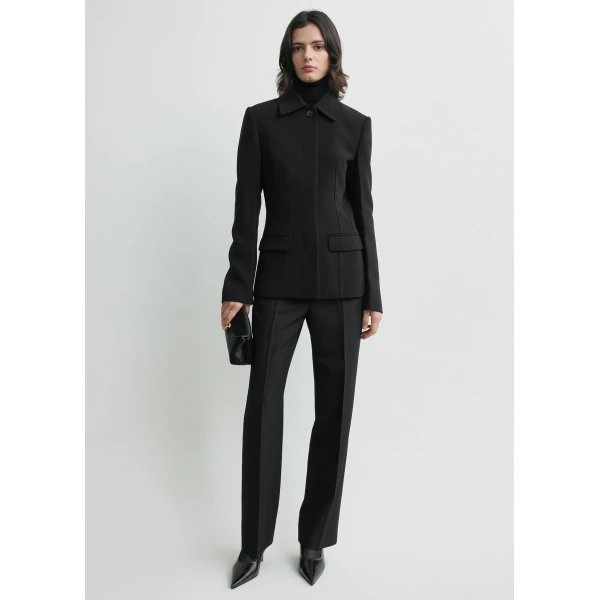 Totême Cinched Pocket Jacket Black - Jackets - Scandinavian Minimalist Luxury at Luxury Shoes 