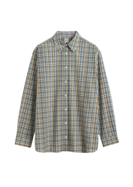 Totême Classic Check Shirt Blue/Orange - Tops - Scandinavian Minimalist Luxury at Luxury Shoes 